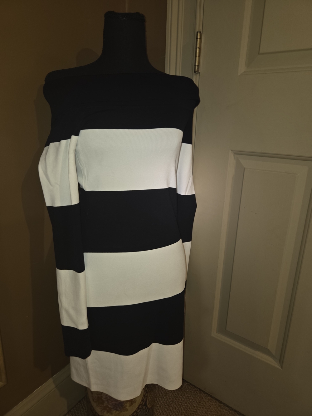Vici Black and White One-Shoulder Striped Dress